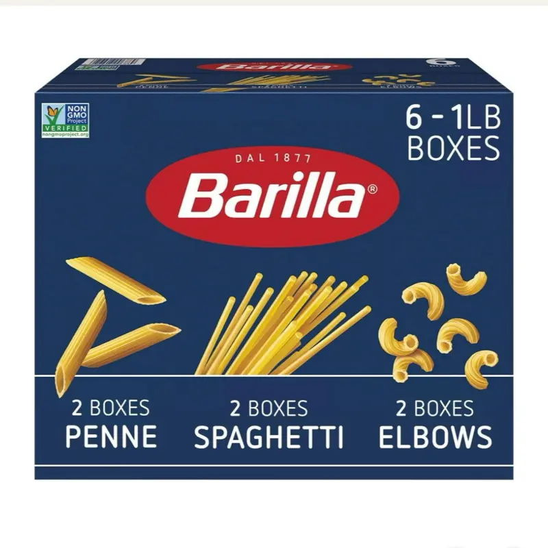 Barilla Pasta Variety Pack – Penne, Spaghetti & Elbows, 6-Pack (1 lb Each)