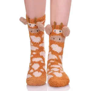 Women's Plush Socks Slipper Socks Soft and Warm for Winter Comfort Adorable Animal Patterns Sleep Socks Christmas Socks
