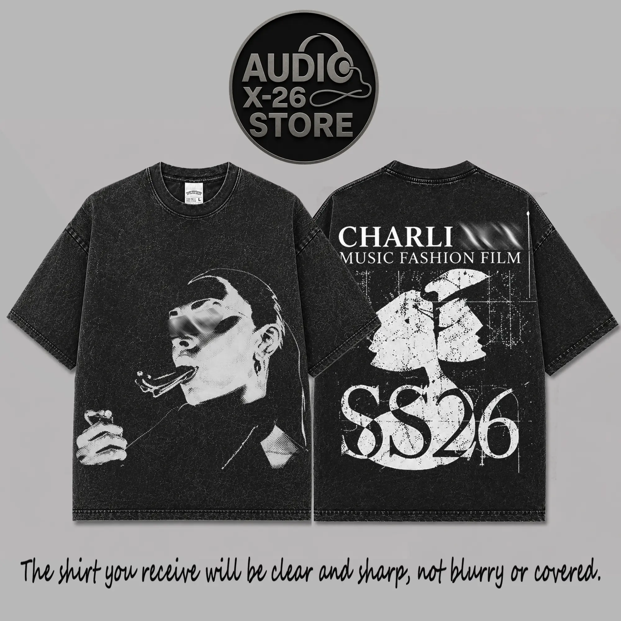 Charli X - Music, Fashion, Film Merch SS26 Premium Acid Washed 100% Cotton T-Shirt, Angels Fanclub Graphic Tee, Music, Fashion, Film 2026  Streetwear Graphic Shirt, Gift for Kiss Charli Kiss Fans
