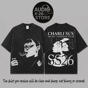 Charli X - Music, Fashion, Film Merch SS26 Premium Acid Washed 100% Cotton T-Shirt, Angels Fanclub Graphic Tee, Music, Fashion, Film 2026  Streetwear Graphic Shirt, Gift for Kiss Charli Kiss Fans