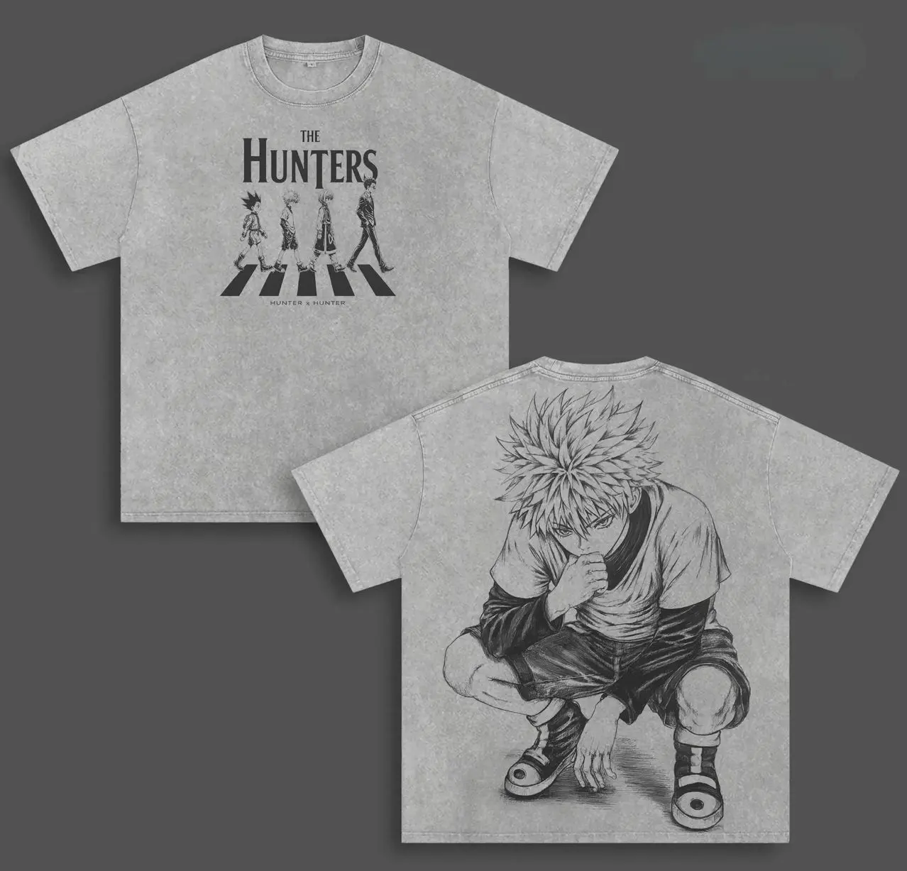Killua Zoldyck HUNTER×HUNTER T-shirt For Men's Clothing Anime Vintage Washed T Shirt Casual Short Sleeve Cotton Tees Clothes X