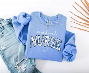 Registered Nurse T-Shirt OR Sweatshirt,  Nursing Grad Cotton Crewneck Bottom Drawstring