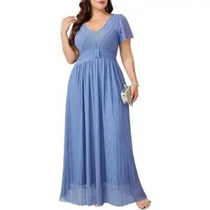 CYCLAMEN Plus Size Sparkly Formal Dress Lace Maxi V Neck Gala Prom Cocktail Evening Gown Wedding Guest