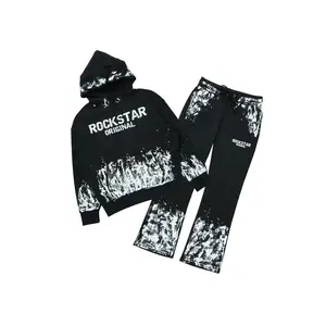 Hukon Black/White Hoodie Relaxed Track Set