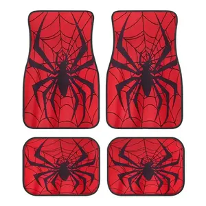 Universal Car Floor Mats Set, Spider Design Thickened Pattern, Fits Tesla Model Y, Small Cars, Suvs, Halloween Christmas Gift