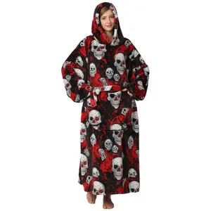 PlusSizeHalloweenWearableBlanketHoodieUnisex,1PieceOversizedPajamasHomewearWomenWearableHoodieLambWoolSweaterBlanketWarmHoodiewithPockets