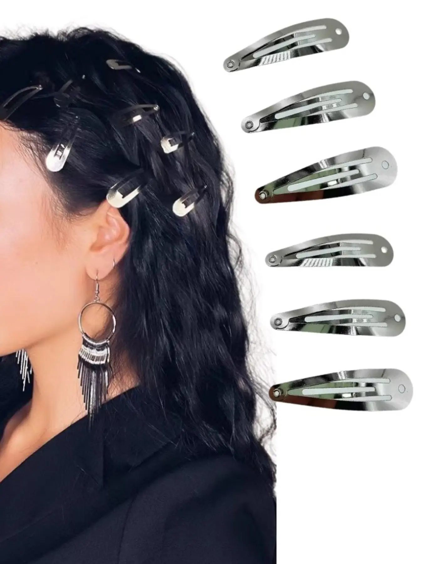 20-Piece Silver Color Bangs Hair Clips Set, Women & Girls Fashion Accessories, Water Drop Design, Unique Shape, Unique Hair Styling Tools, Hair Clip Set for Girls, Metal Hair Clips