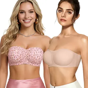 OEAK Womens Strapless Bandeau Jelly Bras Non Slip Bras Push Up Wireless Bras Supportive Seamless Bra Comfortable Tube Bra 1pc