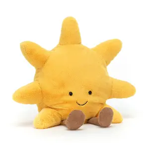 Jellycat Sun Plush - Adorable Yellow Sun Shape with Smiling Face and Brown Feet, Gift for Kids