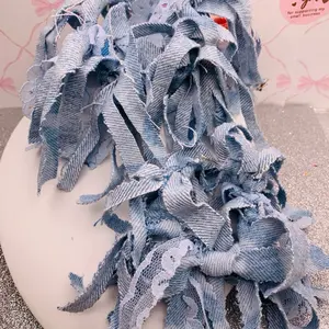 Extra Large Denim clip on earrings