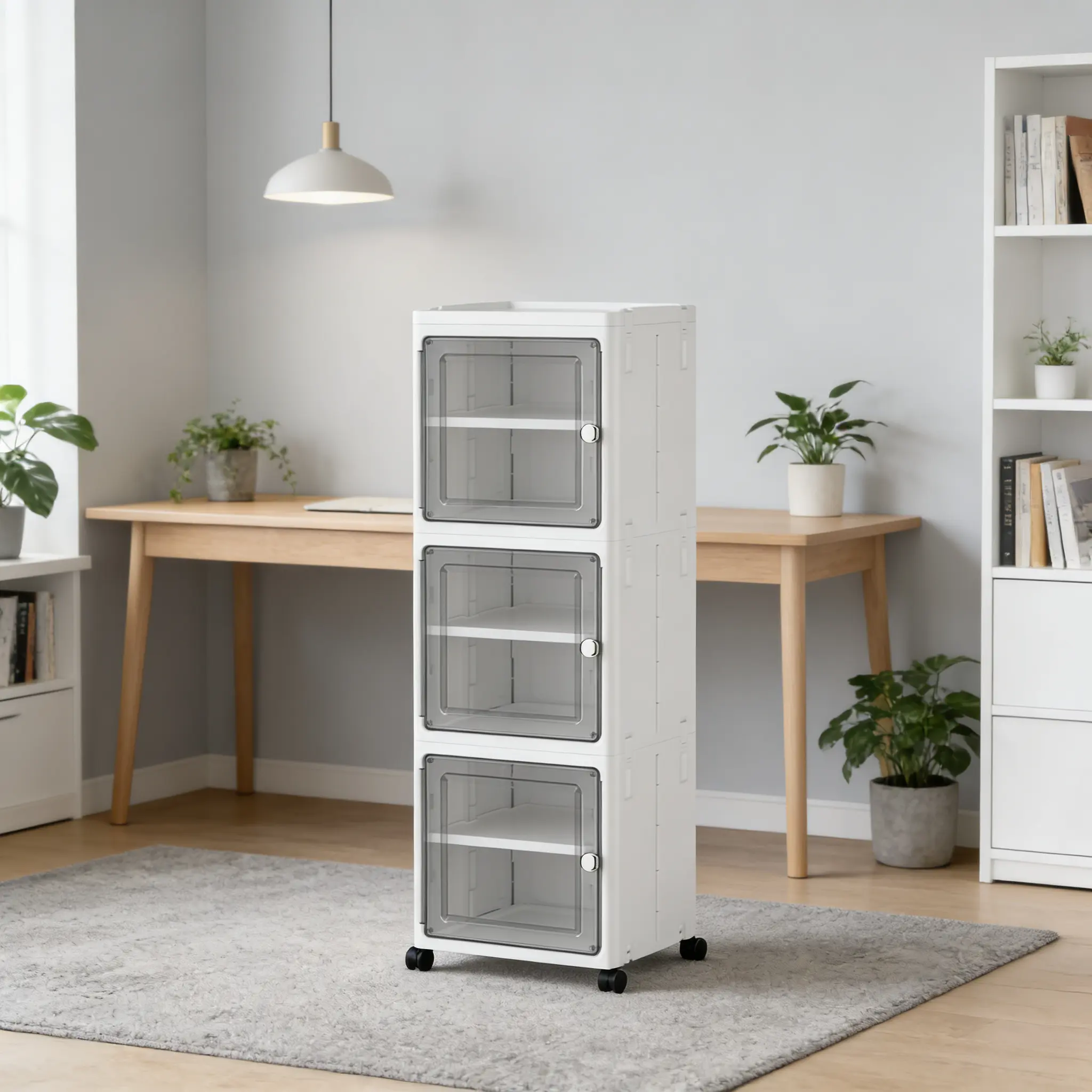 Household Multifunctional Fold Narrow Gap Storage Box Universal Wheel Movable Design Dust Clear Door Cosmetic Wash Organizer