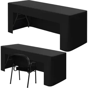 6 Foot Open Back Fitted Tablecloth 72 x 30 x 30 Inch Rectangle Table Fitted Table Cloth Vendor Cover for Craft Show Display Wedding Parties(Black)