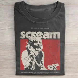 Vintage Casey Becker "Don't Answer The Phone" Graphic Tee - Scream Movie Shirt - Billy Loomis - Horror Movie Shirt - Iconic Villains From Horror Films - Horror Movie Shirt - Spooky Season - Trick or Treat - Fall Season Printed Tops