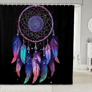 Feelyou Bohemian Dreamcatcher Shower Curtain Set - Native American Theme, 72" W x 78" L Waterproof Washable Fabric, Bathroom Decoration Accessories