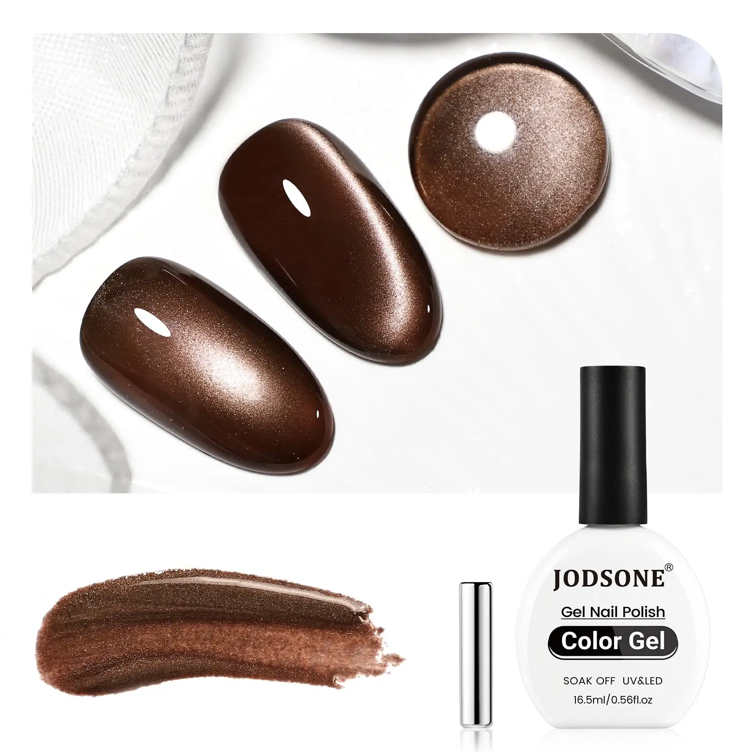 JODSONE 16.5ml Dark Brown Cat Eye Gel Polish  Glitter Reflective Translucent | UV Cure Salon Nails Gift for Her