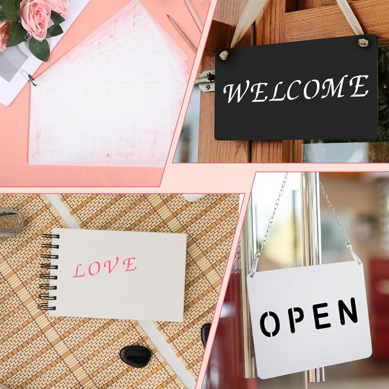 13pcs Plastic Letter Stencils for Painting 1/2 3/4 1 2 Inch Alphabet & Number Templates Reusable Durable Eco-friendly for Journal Notebook Scrapbook Diary Decor Supplies