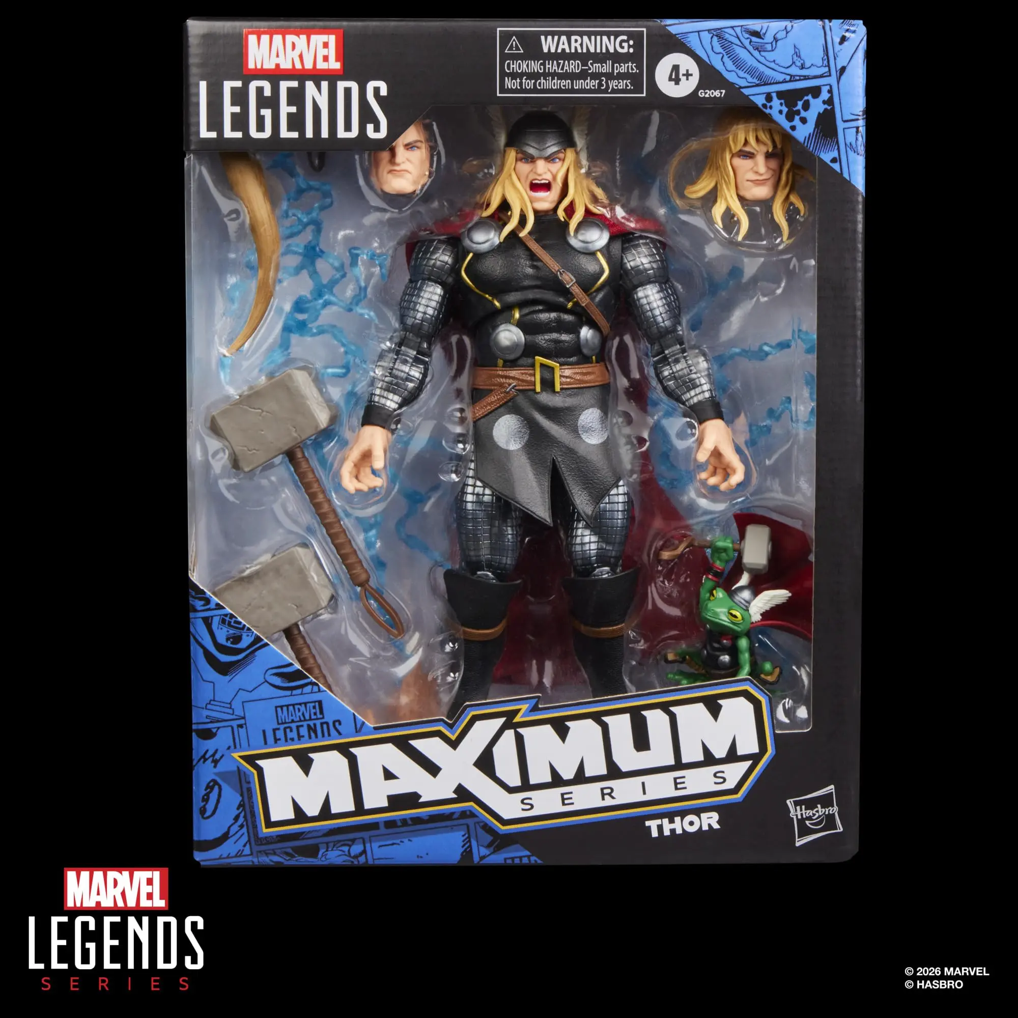 Marvel Thor 6-Inch Deluxe Action Figure, Highly Articulated Comic Collectible with Mjolnir, Throg, Lightning Effects & Wired Fabric Cape