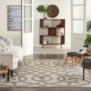 Nourison Palamos Scroll Indoor/Outdoor Decorative Geometric Polymer Floor Rug for Balconies, Decorative Rug, Geometric Area Rugs