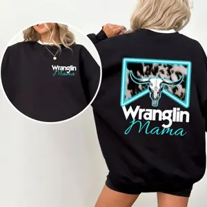 Wranglin' Mama Sweatshirt, Western-Inspired Graphic Sweater, Perfect Gift for Cowgirls, Comfy Western Style Sweatshirt, Country Mama Apparel for Rustic Souls