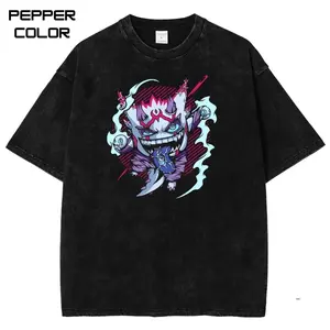 Demonic GGengar Oni Graphic T-Shirt, PKM Anime Shirt, Anime Vintage T-Shirt, Stylish Crew Neck Short Sleeve T-Shirt Unisex, Streetwear for Men Women, Gift Anime fans