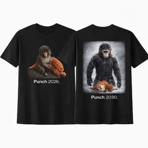 [Sale up to 40%] Punch Monkey Shirt, Viral Monkey Meme Tee, Funny Animal Graphic T-Shirt, Trending Monkey Design, Cute Meme Shirt, Monkey Lover Gift