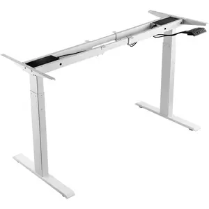 VEVOR Standing Desk Frame Dual Motor, Adjustable 27.6"-46.1" Height & 43.3"-70.1" Length Electric Stand Up Computer Desk Legs, Ergonomic DIY Workstation Base for Home and Office (White Frame Only)