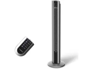 Lasko Tower Fan, Oscillating Performance, Remote Control, Nighttime Setting, Timer, 3 Speeds, High-Velocity Tower Fan, Room Fan for Bedroom or Office, 48" Gray, T48314