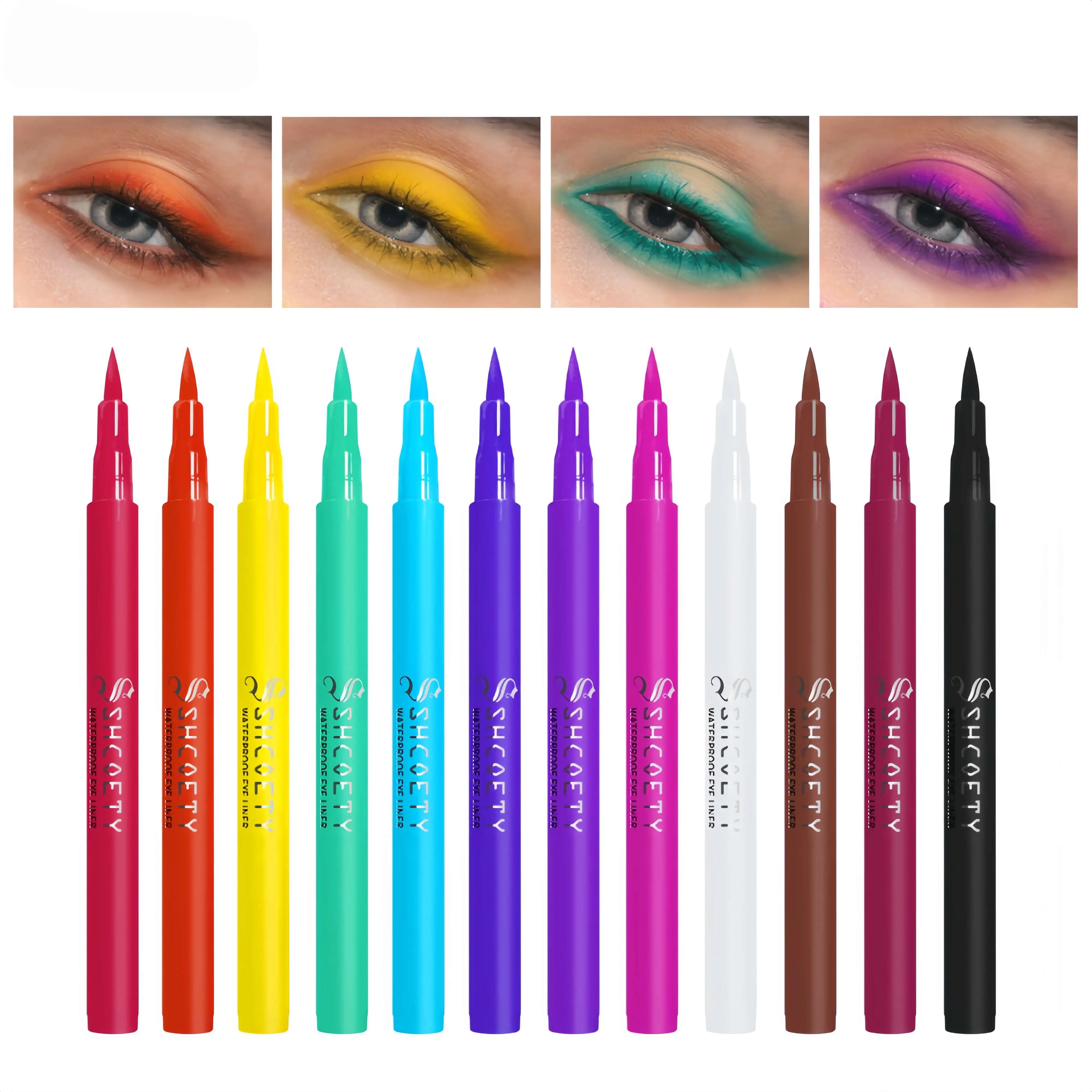 12PCS Waterproof Liquid Eyeliner Set, Colorful Matte Eye Liner Pen, Quick Dry Long Lasting Eye Makeup Pencil, Smudge Resistant Makeup Tool for Daily Beauty
