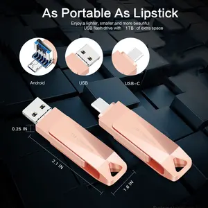 Flash Drive 1TB USB C Thumb Drive Phone Photo Stick USB 3.0 Dual Memory Stick Data Storage Drive for Android Phone,Pad Mac-Book Pro Tablets and Computers Pink 1TB LX