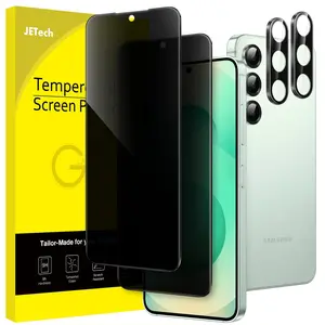 JETech Privacy Screen Protector for Samsung Galaxy S25 Series, Anti-Spy Tempered Glass Film, Fingerprint ID Compatible, 2-Pack Each