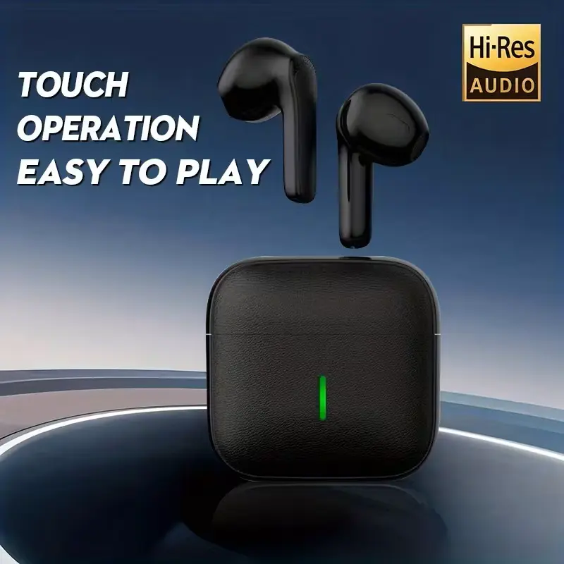 True Wireless Earbuds - Gaming Bluetooth 5.4 Half-In-Ear Headphones with Touch Control, Hi-Res Audio, Ultra Low Latency, Leather Texture Case, LED Indicator, Stable Connection, Ideal for Gaming, Boyfriend Birthday Gift, Phone Accessories