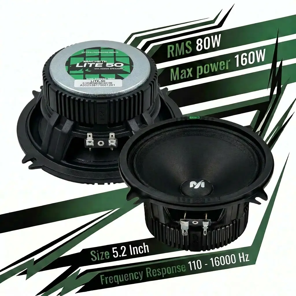 Machete Lite 50 Car Audio Mid-Range Speakers - 5.2" (Pair) Machete Lite 50 Car Audio Mid-Range Speakers - 5.2" (Pair)