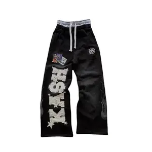 European and American high street trendy pants, loose casual straight leg American printed pants for men and women on the high street,Gift