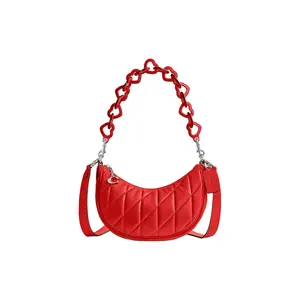 COACH Mira 24 Signature Label Zipper Nappa Leather Handbag Shoulder Bag Medium Women's Sport Red