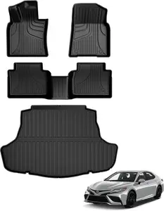 AOMSAZTO Floor Mats Fit For Toyota Camry 2018-2025 Hybrid Camry Rubber Floor Liners & Cargo Mat Set,