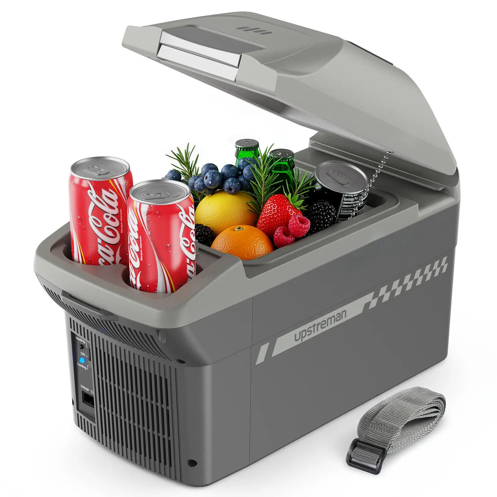 Upstreman 10QT Car Refrigerator - Mini Portable Fridge for Car, Portable Car Cooler & Warmer with 12V Car Adapter, Dual Cooling & Heating, Compact Design, Shoulder Strap for Camping, Road Trips, Cooler Mini Fridges, Energy-Saving, High-Efficiency(AR11)