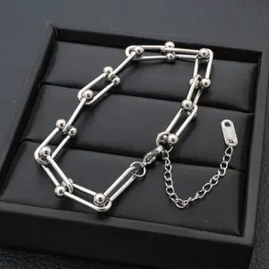 U-shaped Chain Stainless Steel Jewelry Women Bracelet Fashion Bangle Wedding Birthday Party Mom Girlfriend Valentine's Day Gift