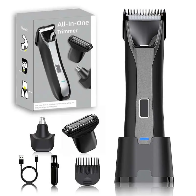Largner Men's Multi-Function Trimmer, Body Hair Trimming, Body Hair Trimmer, Electric Shaver for Head, Chest, Armpits, Genitals, Hands, Legs, Beard, Ideal Gift, Easy to Use and Clean, Rechargeable Body Trimmer