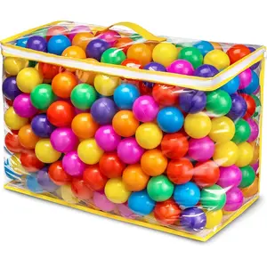 Phthalate Free BPA Free Crush Proof Plastic Ball Pit Balls - 7 Bright Colors Reusable Play Toys for Kids with Storage Bag