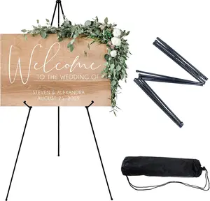 1PCS Black Iron Easel Stand for Wedding & Halloween 66 Inch Lightweight Adjustable Tripod Poster Easel with Portable Bag for Painting and Display