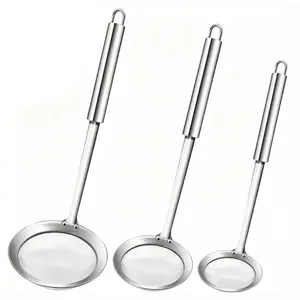 3Pcs Fine Mesh Skimmer Spoon, Professional 304 Stainless Steel Hot Pot Fat Strainer for Oil Filter Skimming Grease and Foam, Durable Multi-Functional Kitchen Cooking Mesh Food Strainer Ladle (3+4+4.7inch) - Home Improvement.