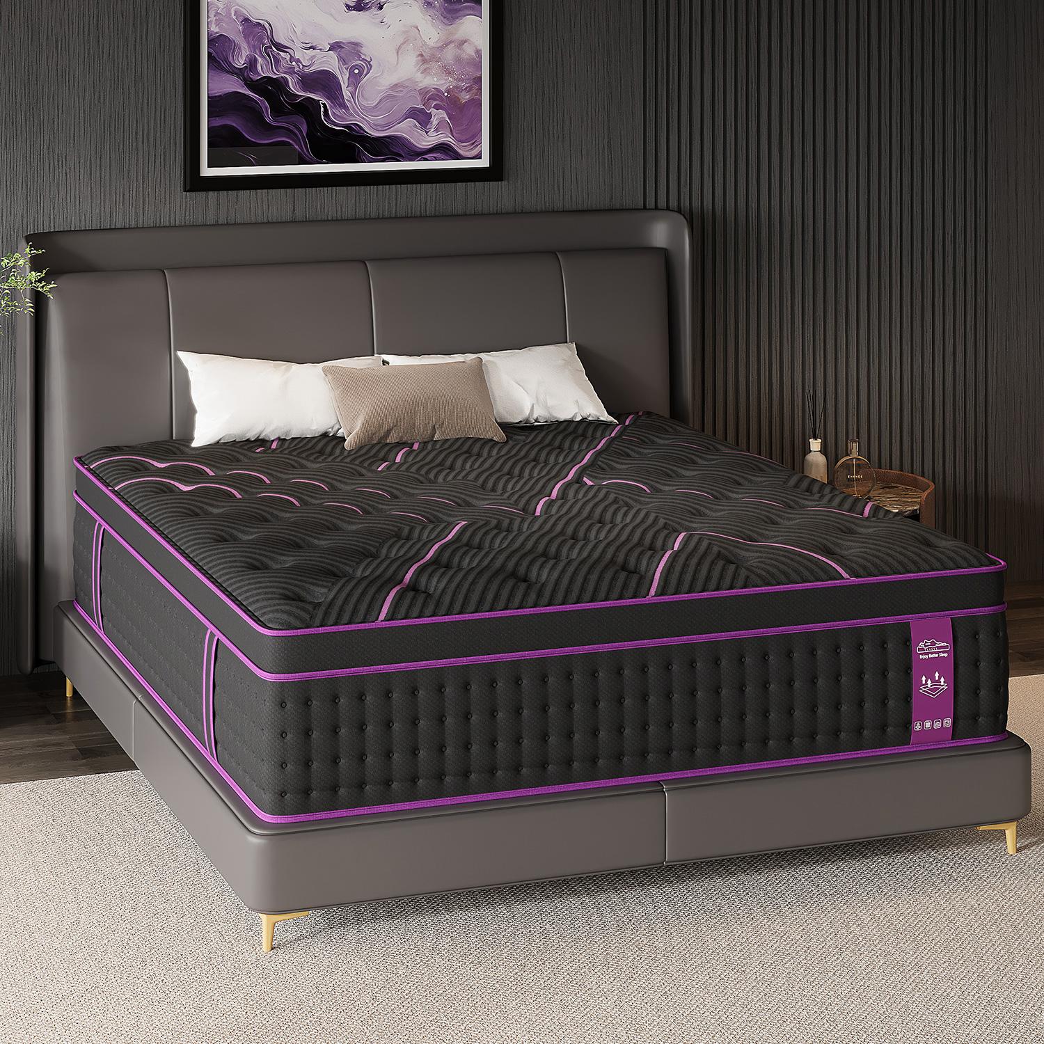 12"14" Twin Full Queen King Size Mattress in a Box Hybrid Spring Gel Memory Foam,  Euro Top Medium Firm Ergonomic Mattresses for Motion Isolation, Edge Support, 100 Night Trial