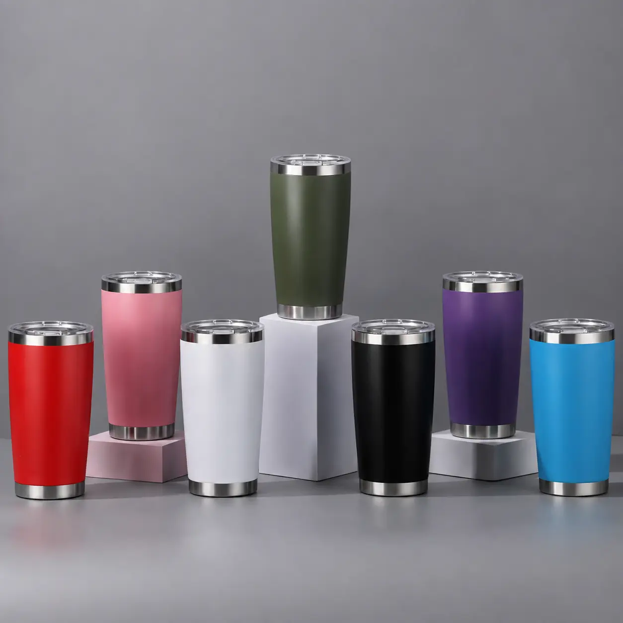 LMMAKE 3PCS 20oz Double-Wall Vacuum Insulated Stainless Steel Tumblers with Lids - Powder-Coated Drinkware Travel Mugs for Hot & Cold Beverages