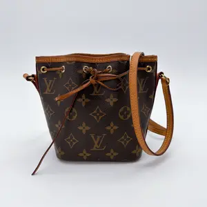 Pre-owned Louis Vuitton canvas Crossbody Bags pvc Shoulder Bags Monogram Noé Nano Brown Bucket Bag