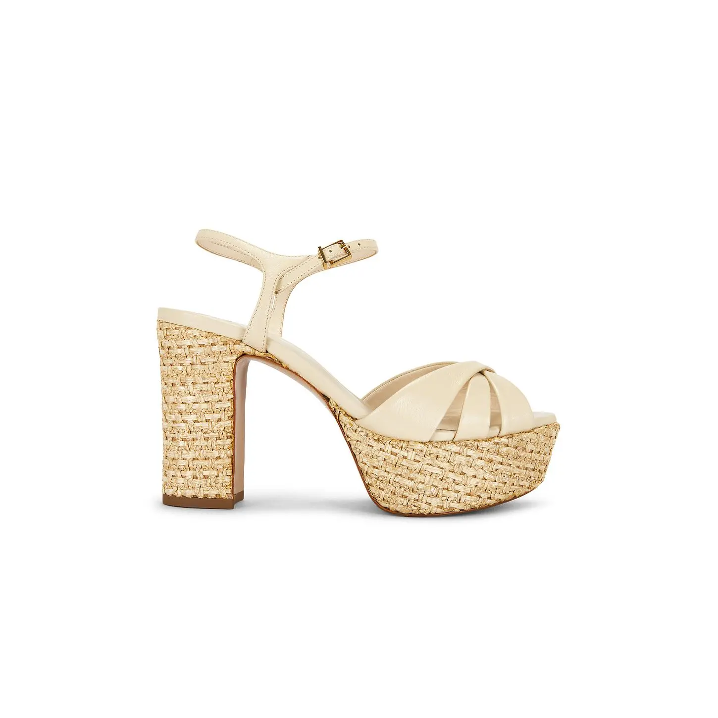 Schutz Keefa Raffia Platform Sandal in Egg Shell