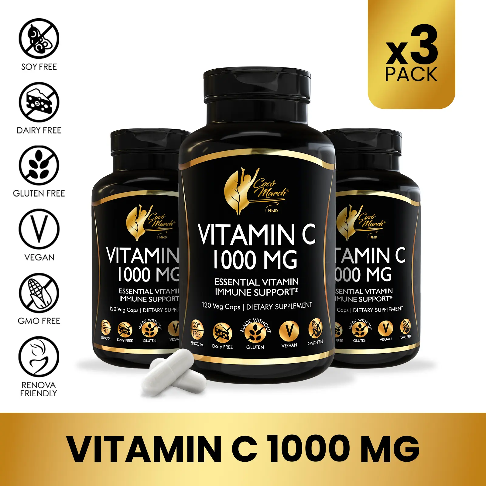 3 Bottles of Coco March N.M.D Vitamin C 1000 MG Dietary Supplement, Immune Health Support Wellness Supplement - 360 Capsules per Pack - TikTok Shop 3 Bottles of Coco March N.M.D Vitamin C 1000 MG Dietary Supplement, Immune Health Support Wellness Supplement - 360 Capsules per Pack - TikTok Shop