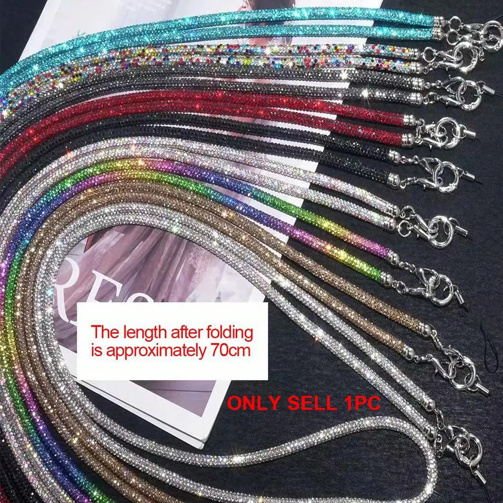 Luxury Rhinestone Crossbody Chain for Women, Long Full Drill Phone Strap, Fashion Bag Shoulder Strap, High-End Sparkle Accessory, Cell Phone Accessories, Rhinestone Straps