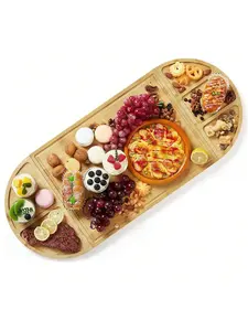 3 Pack Bamboo Charcuterie Boards Set, Large Bamboo Cheese Board Set With Deep Juicy Groove For Kitchen, Chopping Board Set For Entertaining