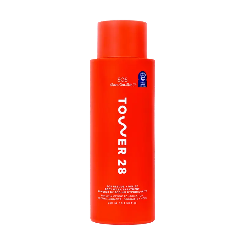 Tower 28 SOS Rescue + Relief Body Wash Treatment 2-in-1 Sodium Hypochlorite for Irritated Skin Eczema Rosacea Psoriasis