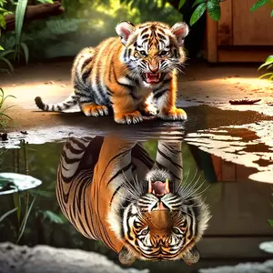 Tiger Pattern DIY Diamond Arts Colorful Painting Kit without Frame, DIY 5D Diamond Arts Colorful Painting for Home Bedroom Wall Decor